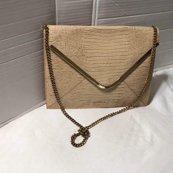 Uterque snake embossed leather clutch with chain strap